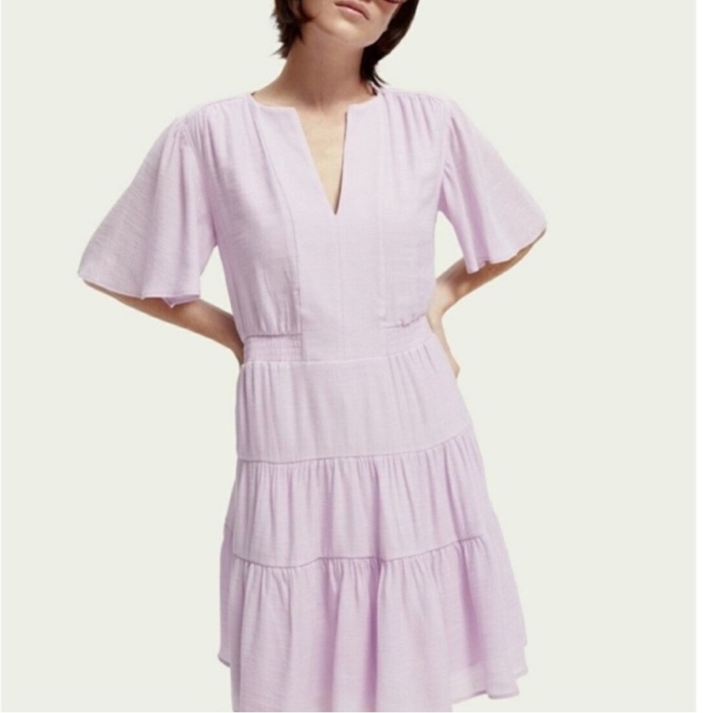 Scotch & Soda Purple Midi Length Paneled Gathered Dress Women’s Size Medium B